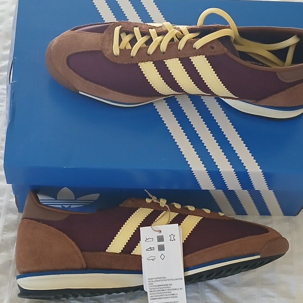 adidas Women's SL72 OG sneakers new with tags maroon yellow colorway size 11 - Picture 3 of 5
